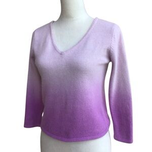 Jamie Scott Purple Ombré Angora Lambswool Blend Cropped Sweater